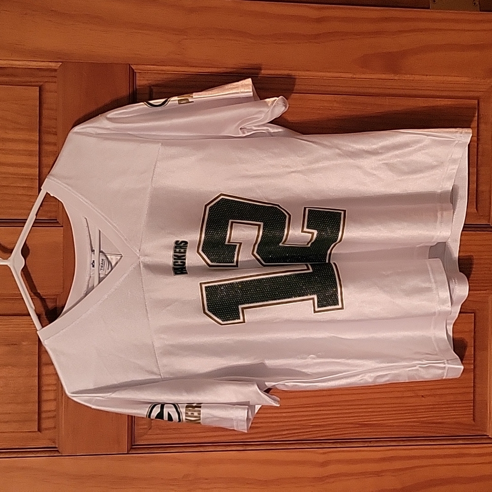 NFL White and Green Short Sleeve Tee